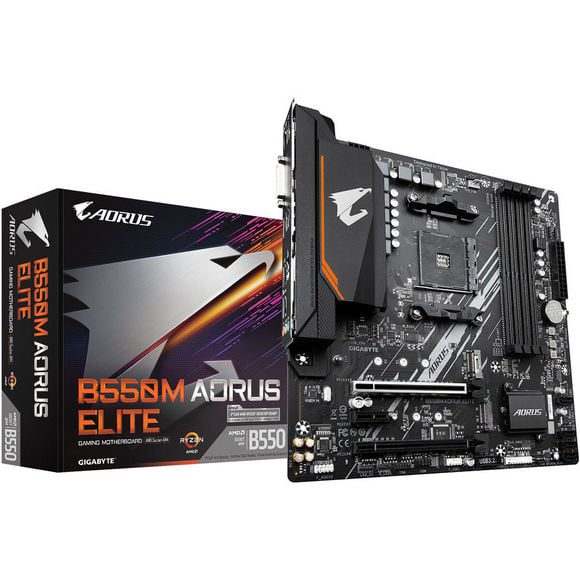 Gigabyte B550M AORUS ELITE AM4 mATX motherboard front view