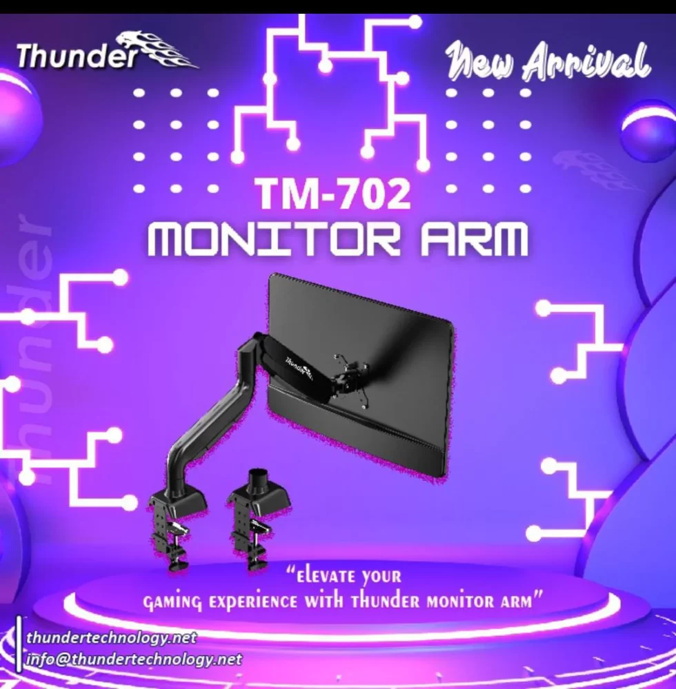thunder-monitor-arm Thunder LED Stand TM 702 Hydraulic single monitor arm adjustable desk mount