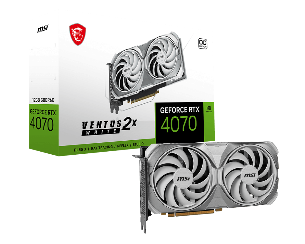 MSI GeForce RTX 4070 12GB Ventus 2X White OC graphics card