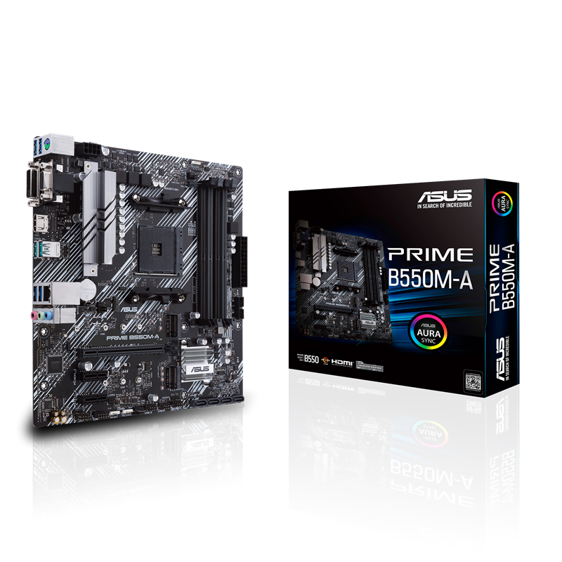 ASUS Prime B550M‑A AM4 M‑ATX motherboard top view