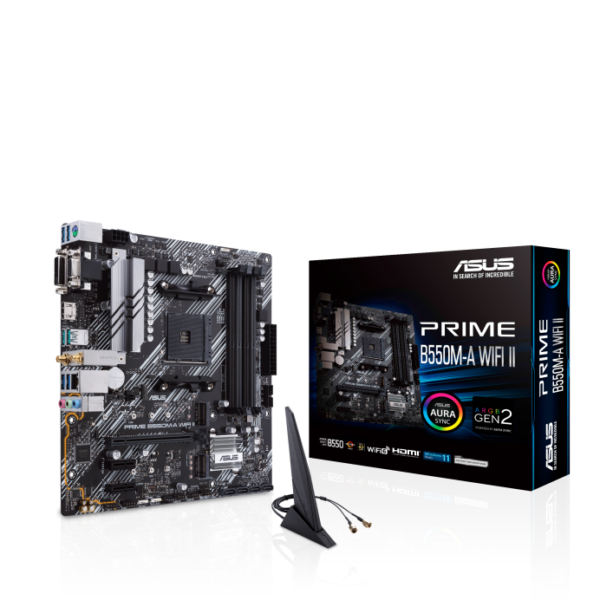 ASUS Prime B550M‑A WIFI II AM4 motherboard top view