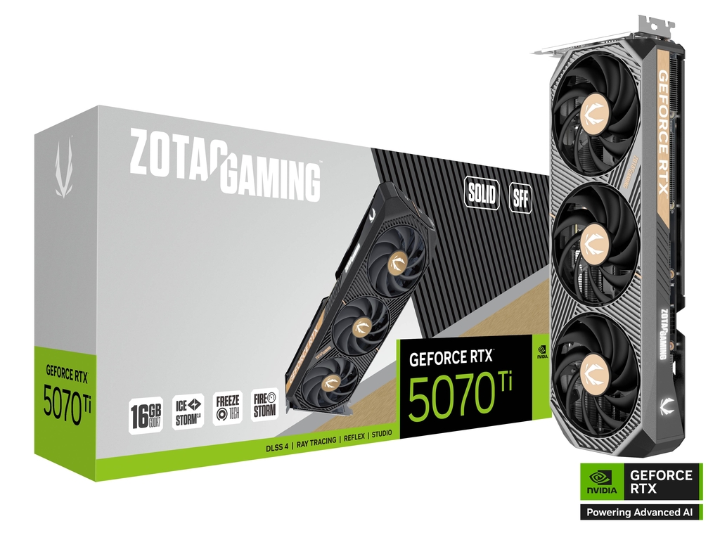 ZOTAC RTX 5070 Ti SOLID SFF 16GB GDDR7 graphics card front view
