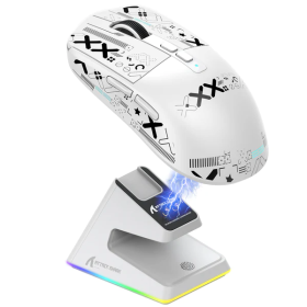Attack Shark X6 Wireless Gaming Mouse – 49g Superlight, PAW3395 Sensor, Tri-Mode Connectivity, RGB Charging Dock (WHITE)