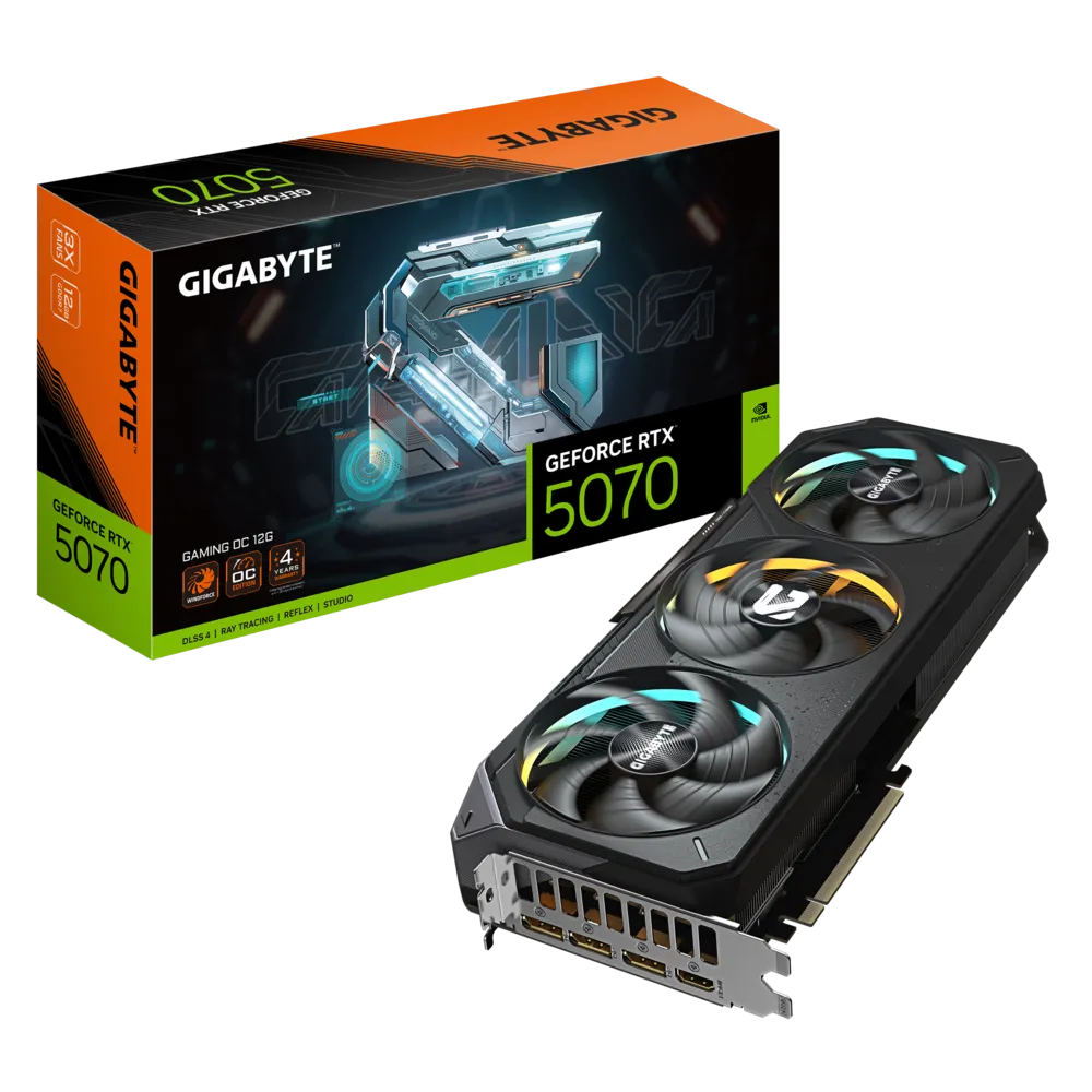 Gigabyte RTX 5070 GAMING OC 12GB graphics card front view