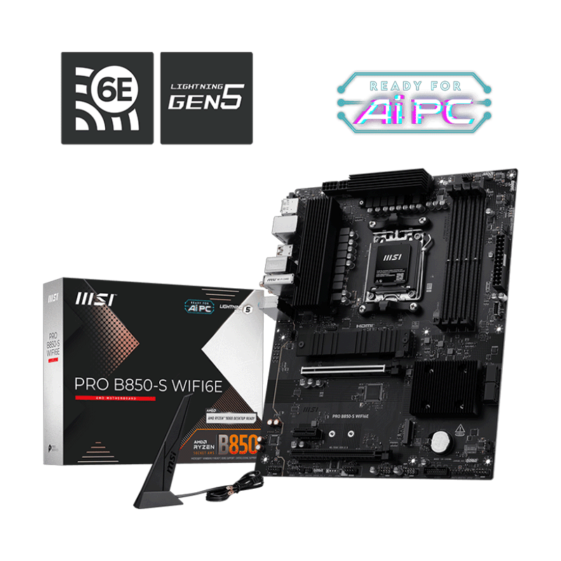 MSI PRO B850‑S WIFI 6E motherboard AMD B850 Micro‑ATX board