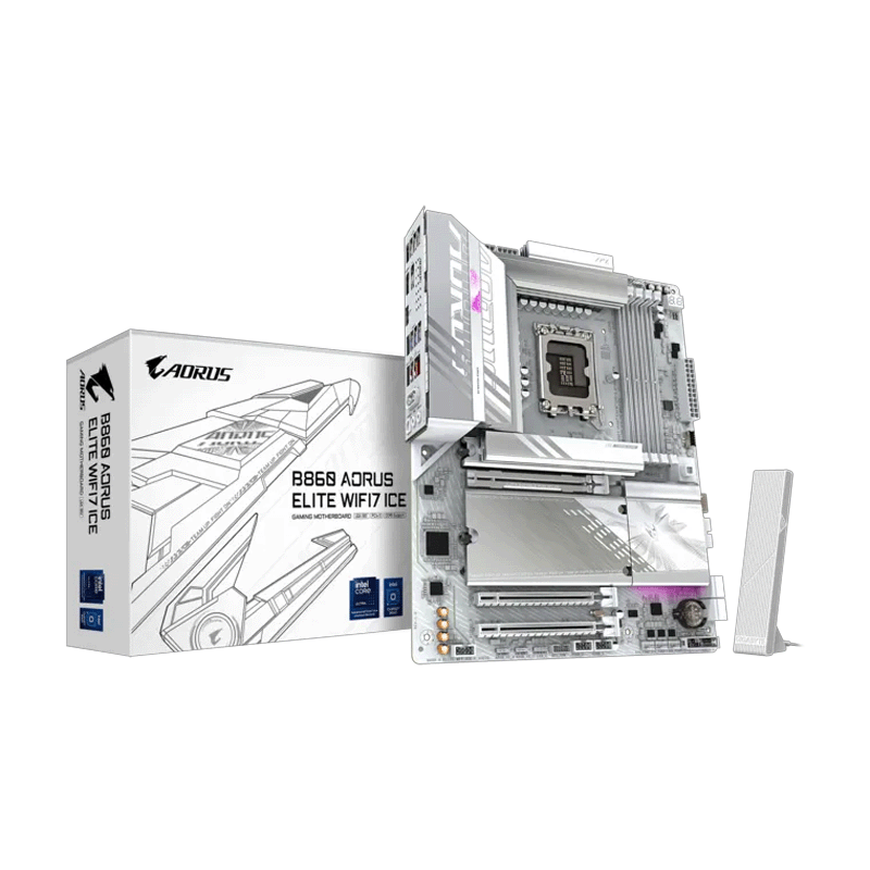 GIGABYTE B860 AORUS ELITE WiFi7 ICE DDR5 ATX motherboard front view