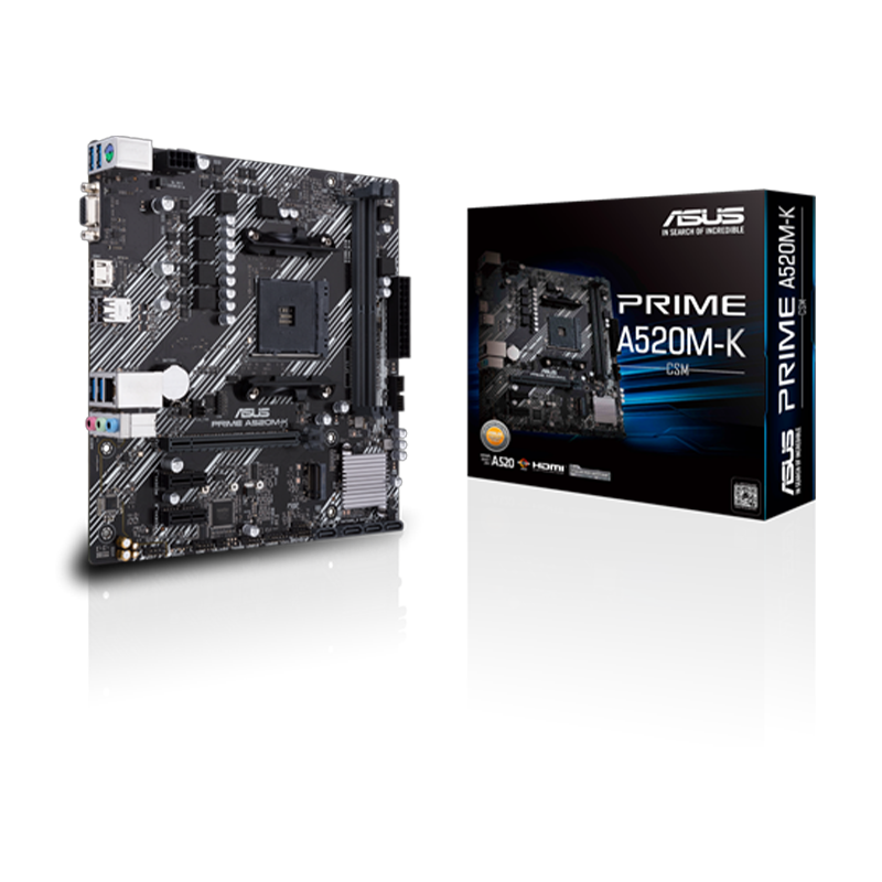 ASUS A520M‑K DDR4 AM4 Micro‑ATX motherboard front view