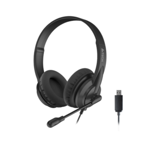 A4Tech HU-10 USB wired over-ear headset black front view
